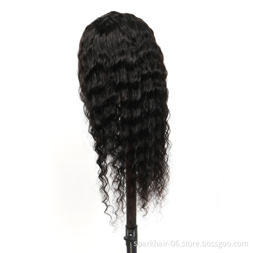SPARK 4x4 Lace Closure Wholesale Cheap Wig Deep Curly Raw Virgin Cuticle Aligned hair Brazilian Wigs Human Hair Lace Closure Wig